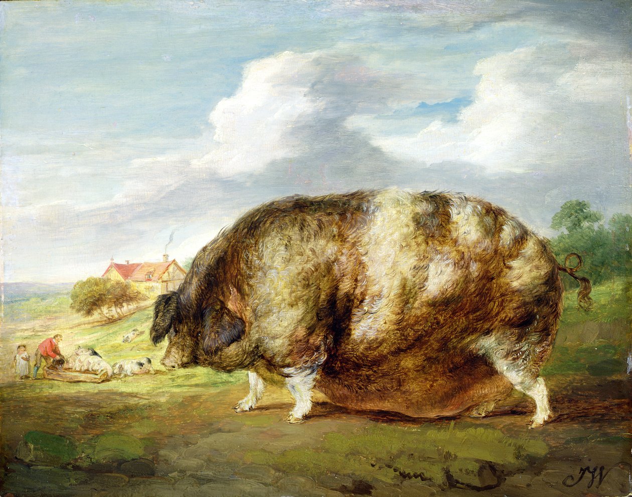 Um ponto antigo de Gloucestershire (óleo no painel) de James Ward