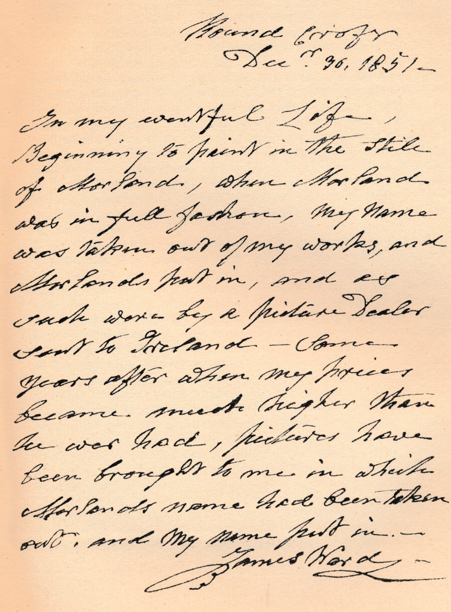 Uma carta de James Ward, 1851 1904 de James Ward