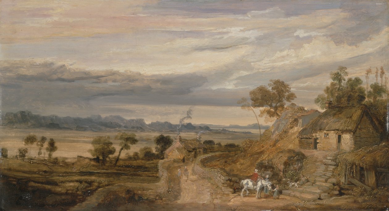Paisagem com casas de campo, c.1802-07 (óleo no painel) de James Ward