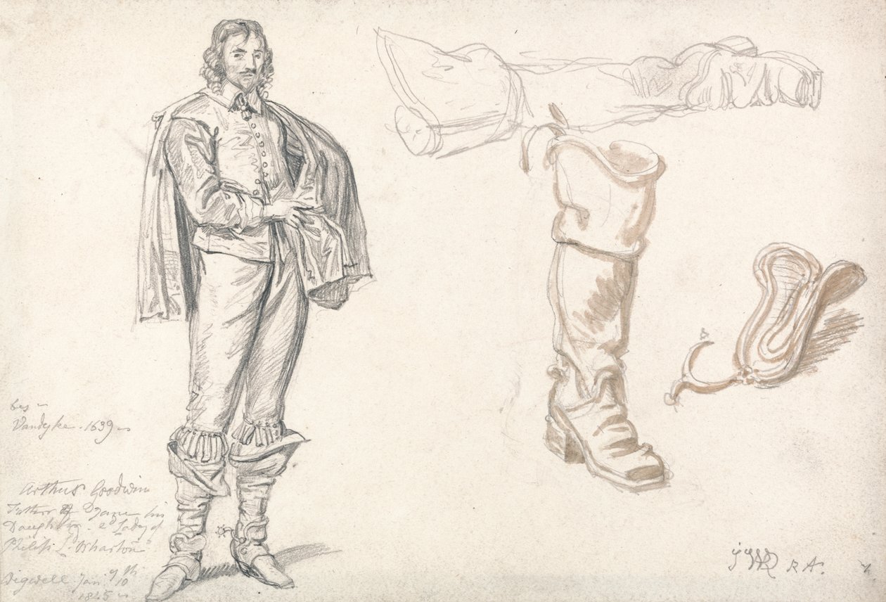 Estudos após o Retrato de Anthony van Dyck de Arthur Goodwin de James Ward