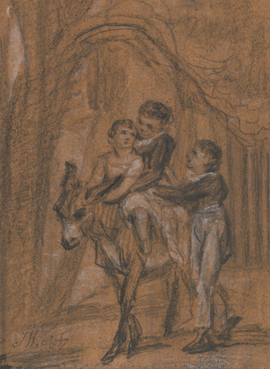 Estudo para a pintura a óleo "Os filhos de Theophilus Levitt, Esquire". (Estes eram os filhos de Theophilus Levett de Staffordshire, um patrono frequente de Ward). de James Ward