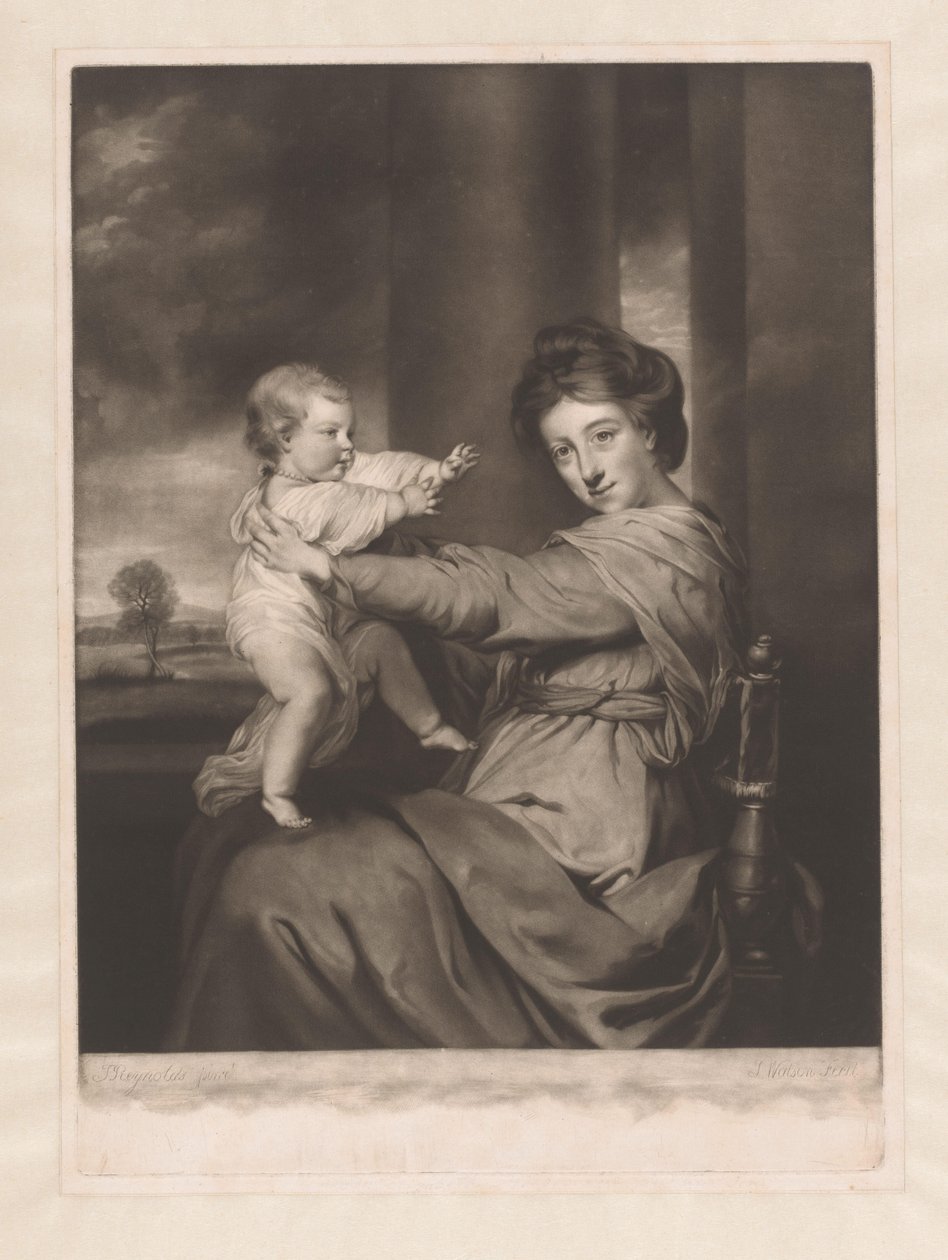 Retrato de Caroline Spencer com a sua filha Caroline de James Watson (prentmaker)