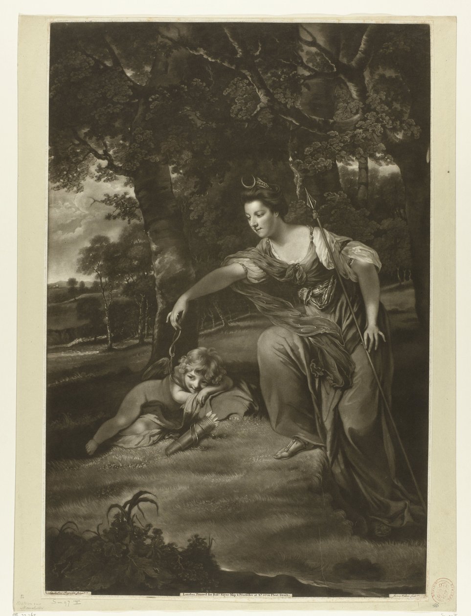Retrato de Elizabeth Montagu e seu filho George como Diana e Cupido de James Watson (prentmaker)