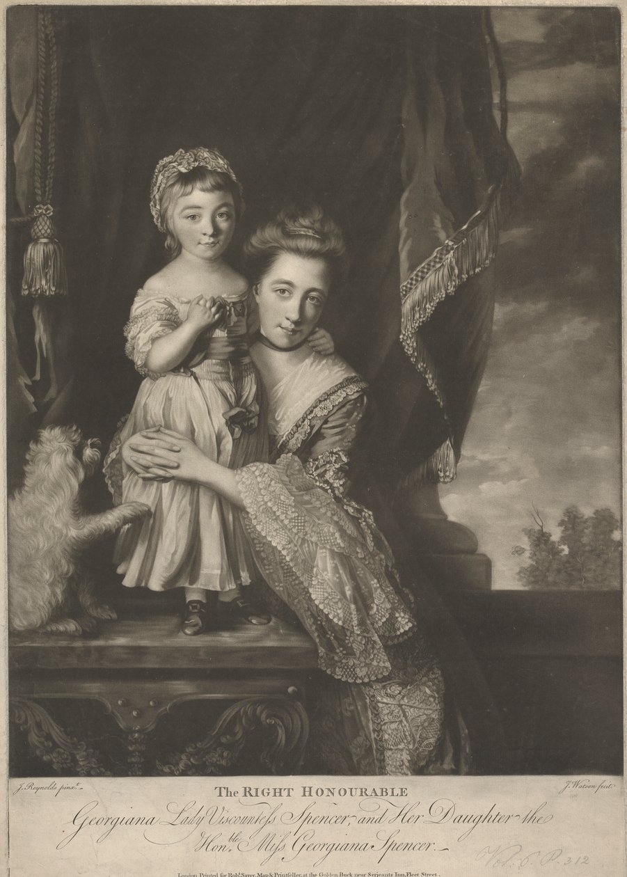 Margaret Georgiana Spencer, (née Poyntz), Condessa Spencer, e a sua filha, Georgiana Cavendish, (née Spencer), Duquesa de Devonshire de James Watson