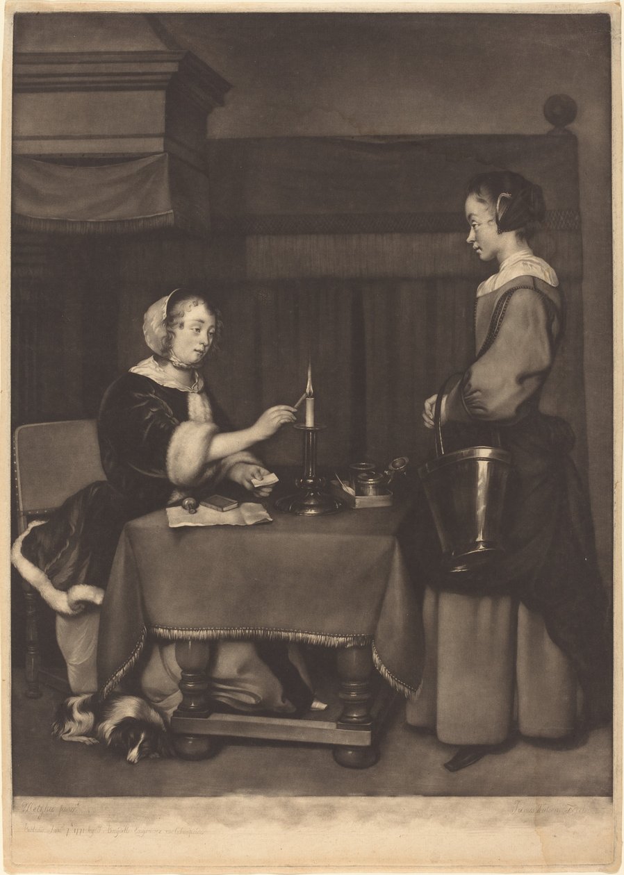 A Correspondente Feminina de James Watson after Gabriel Metsu