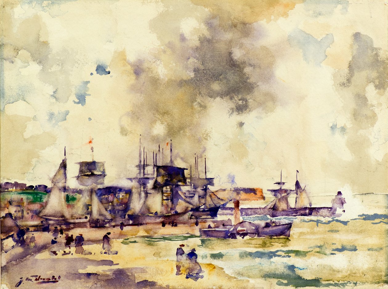 Porto de Arbroath (aquarela) de James Watterston Herald