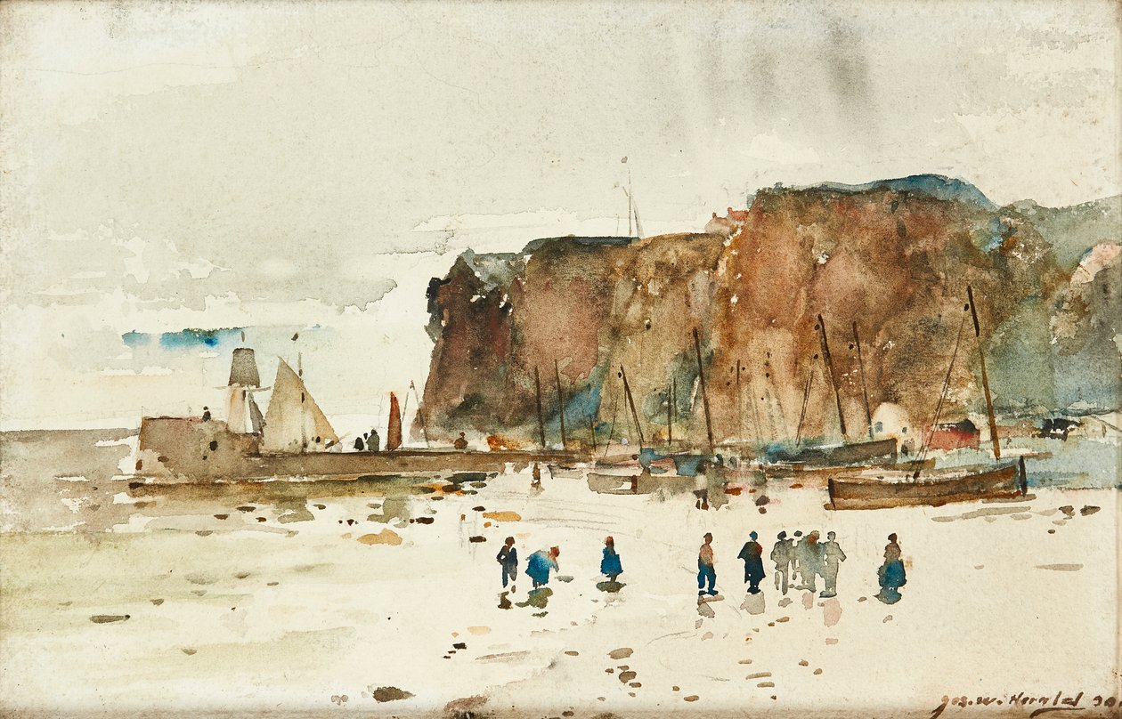 Seascape (lápis e aquarela) de James Watterston Herald