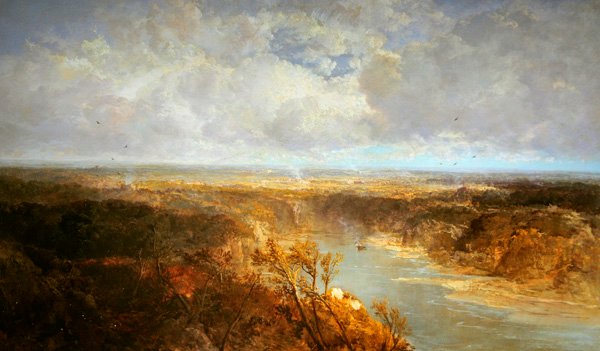 Vista do Rio Swale (óleo sobre painel) de James Webb