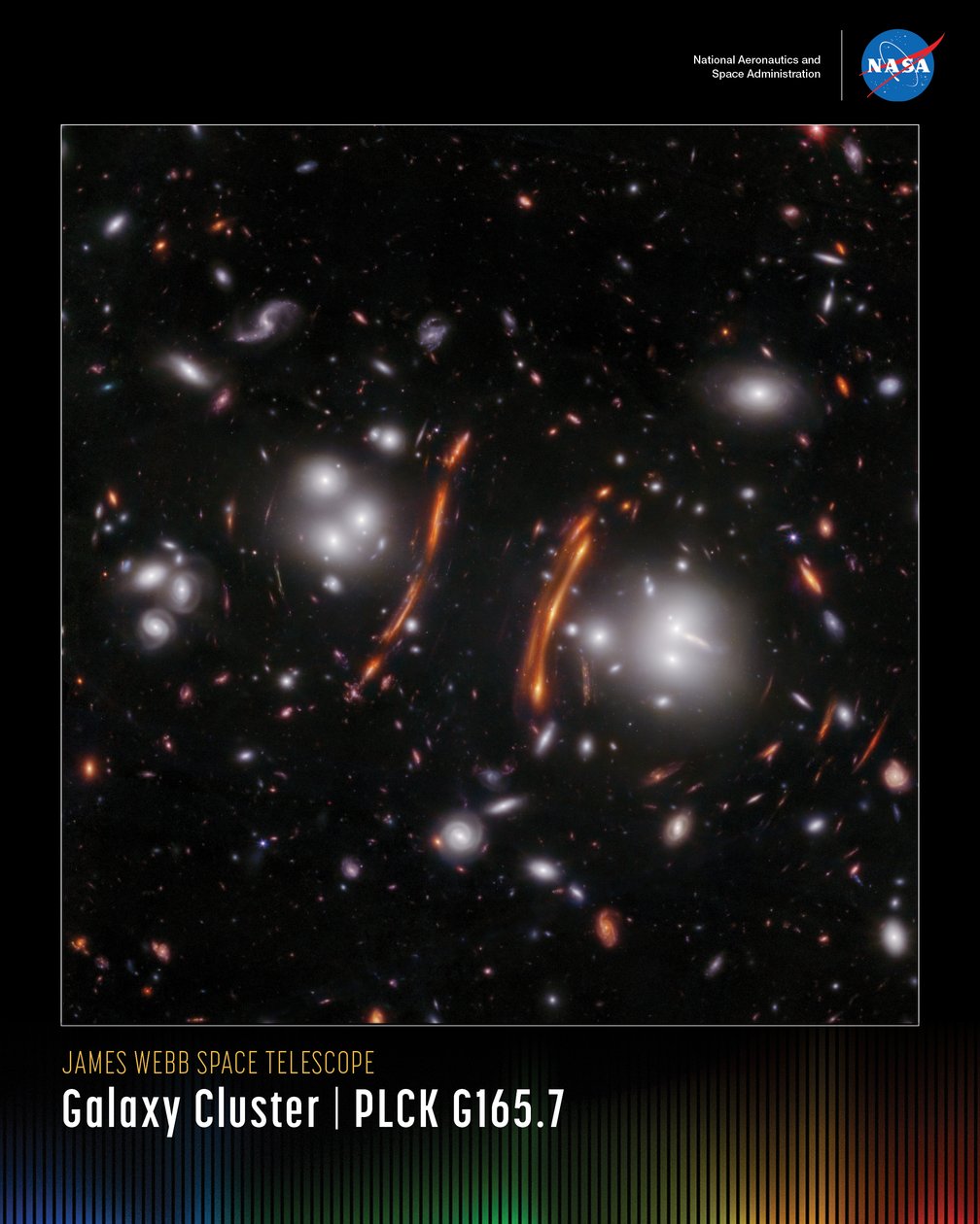 Poster mini do Aglomerado de Galáxias PLCK G165.7 de James Webb Space Telescope (NASA)