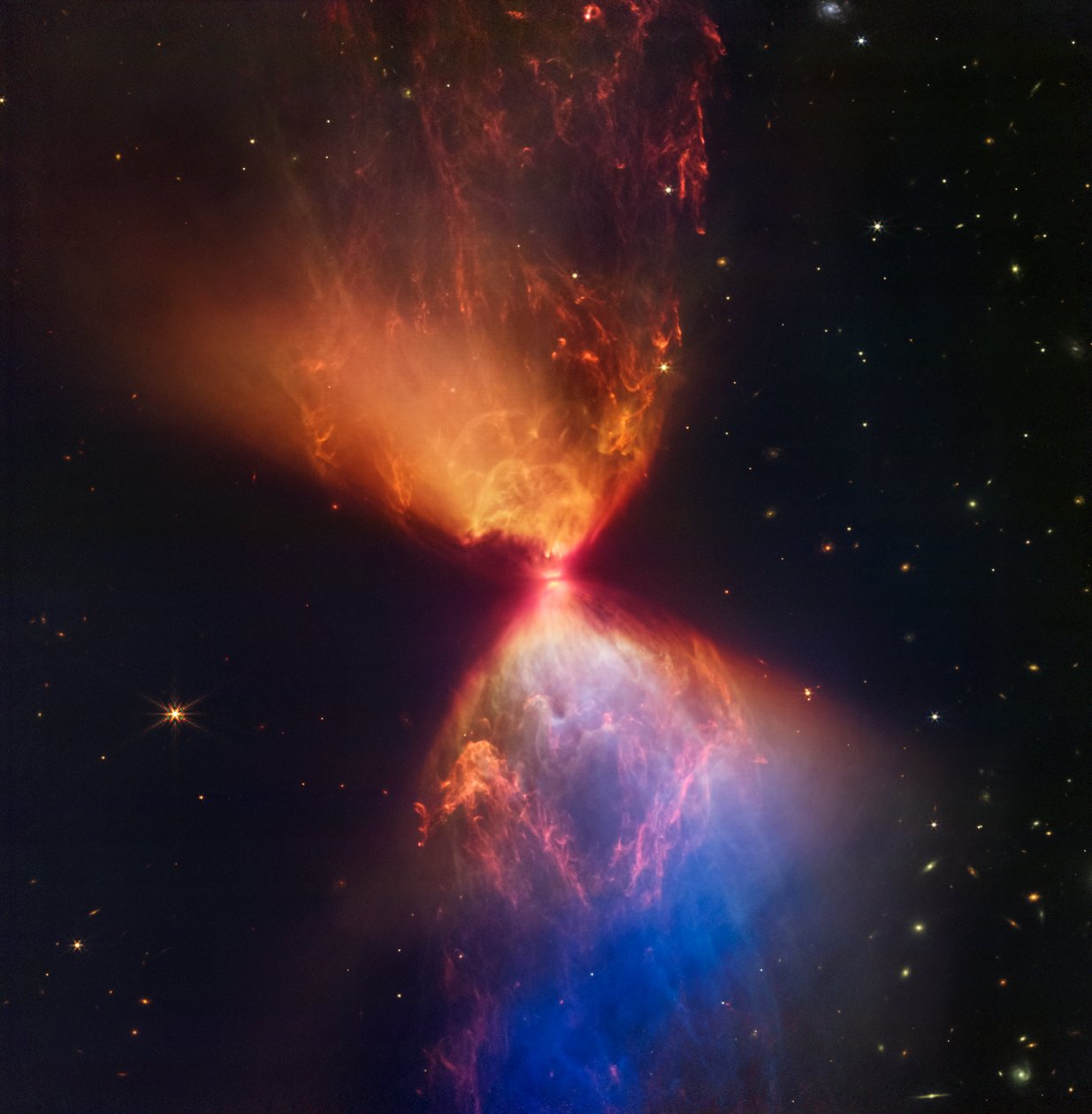 L1527 e Protostar (Imagem NIRCam) de James Webb Space Telescope (NASA)