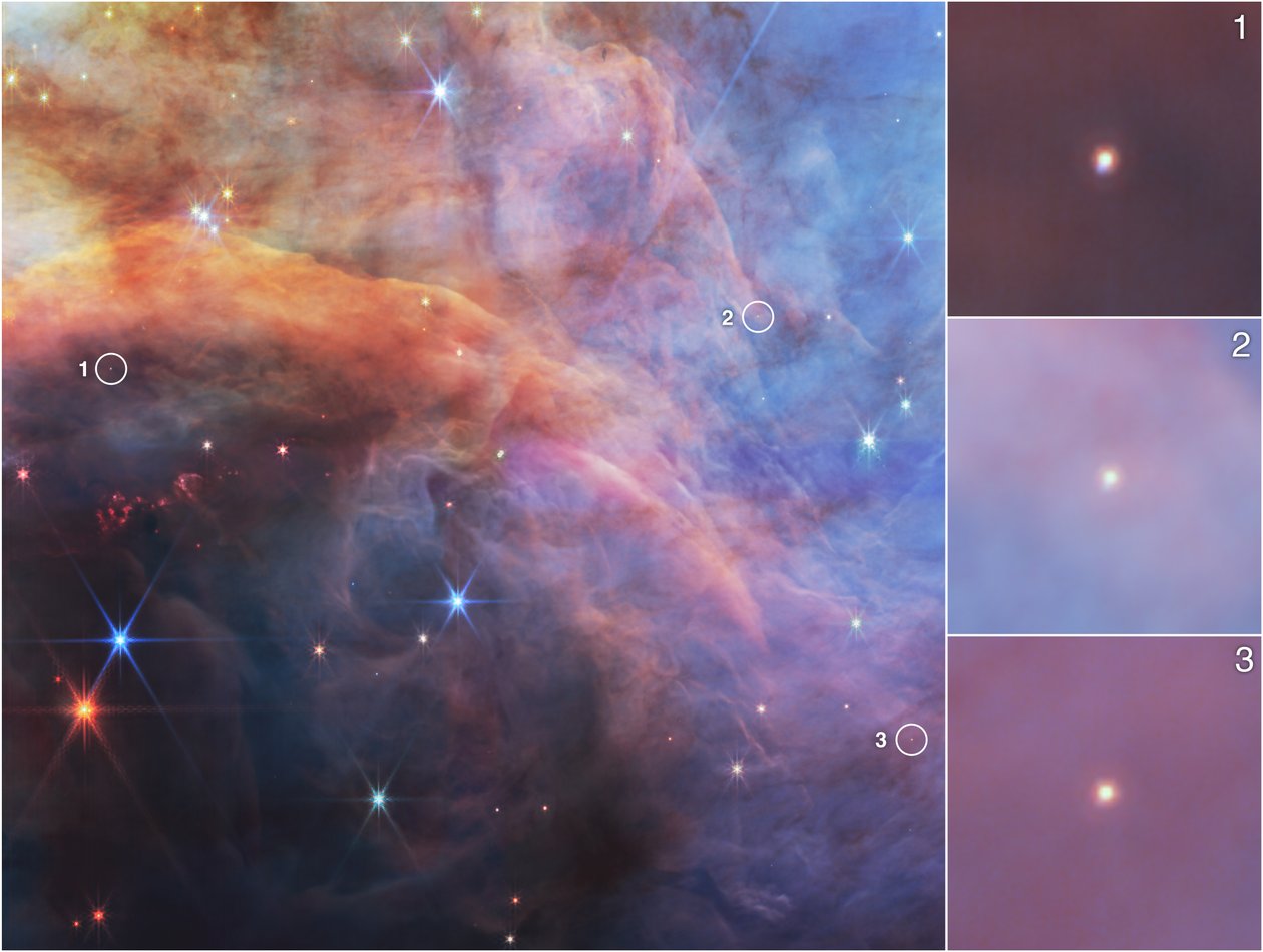 Objetos de baixa massa na Nebulosa da Chama (imagem da NIRCam) de James Webb Space Telescope (NASA)