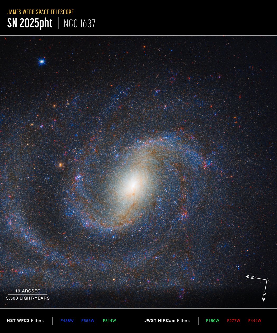 Imagem da NGC 1637 no Compass de James Webb Space Telescope (NASA)