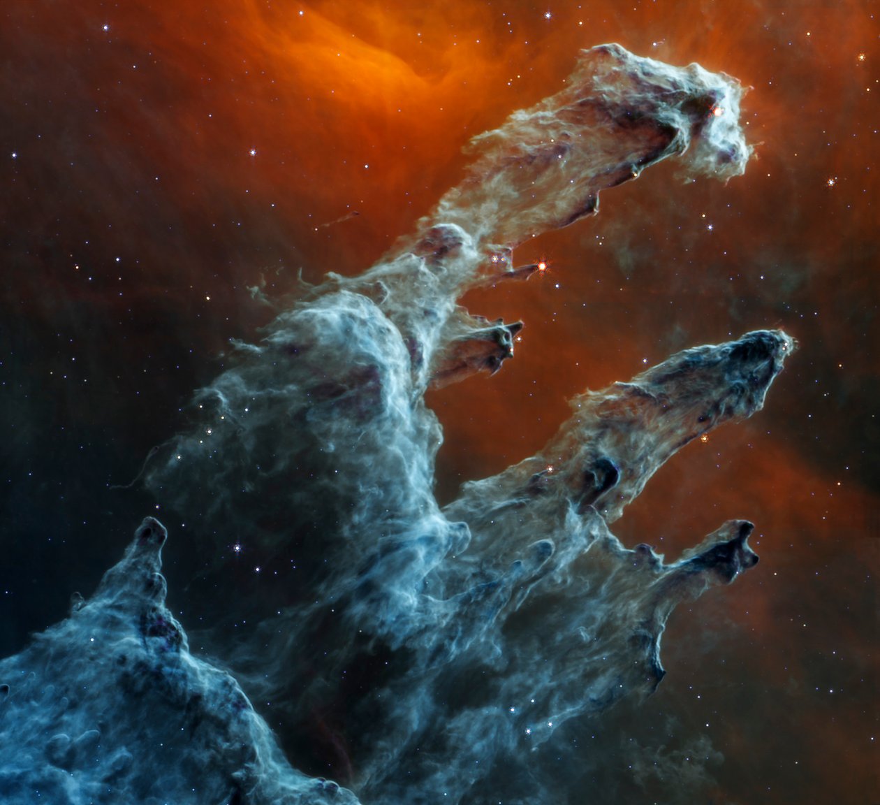 Pilares da Criação (Imagem MIRI) de James Webb Space Telescope (NASA)