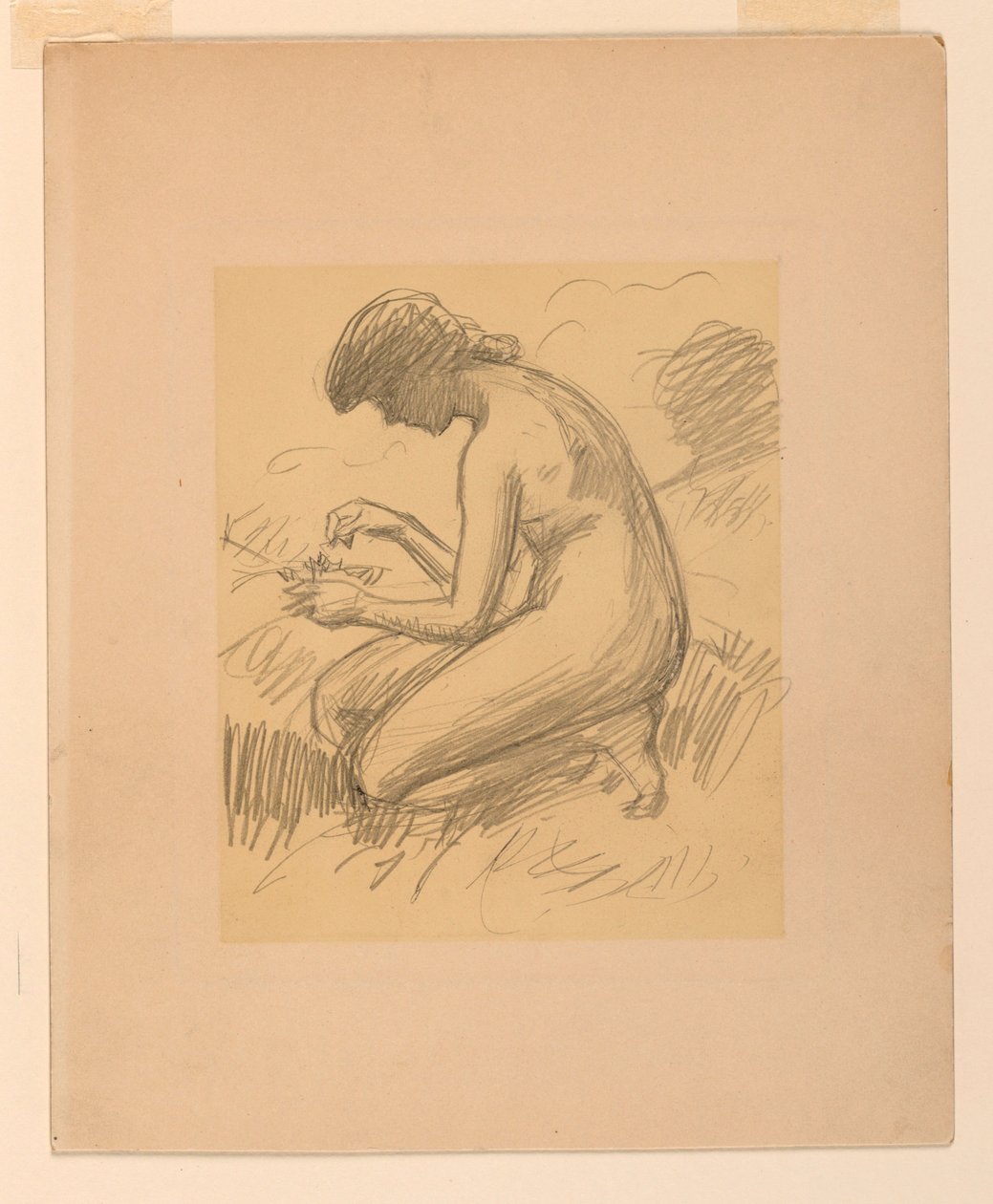 Nu feminino agachado de James Wells Champney