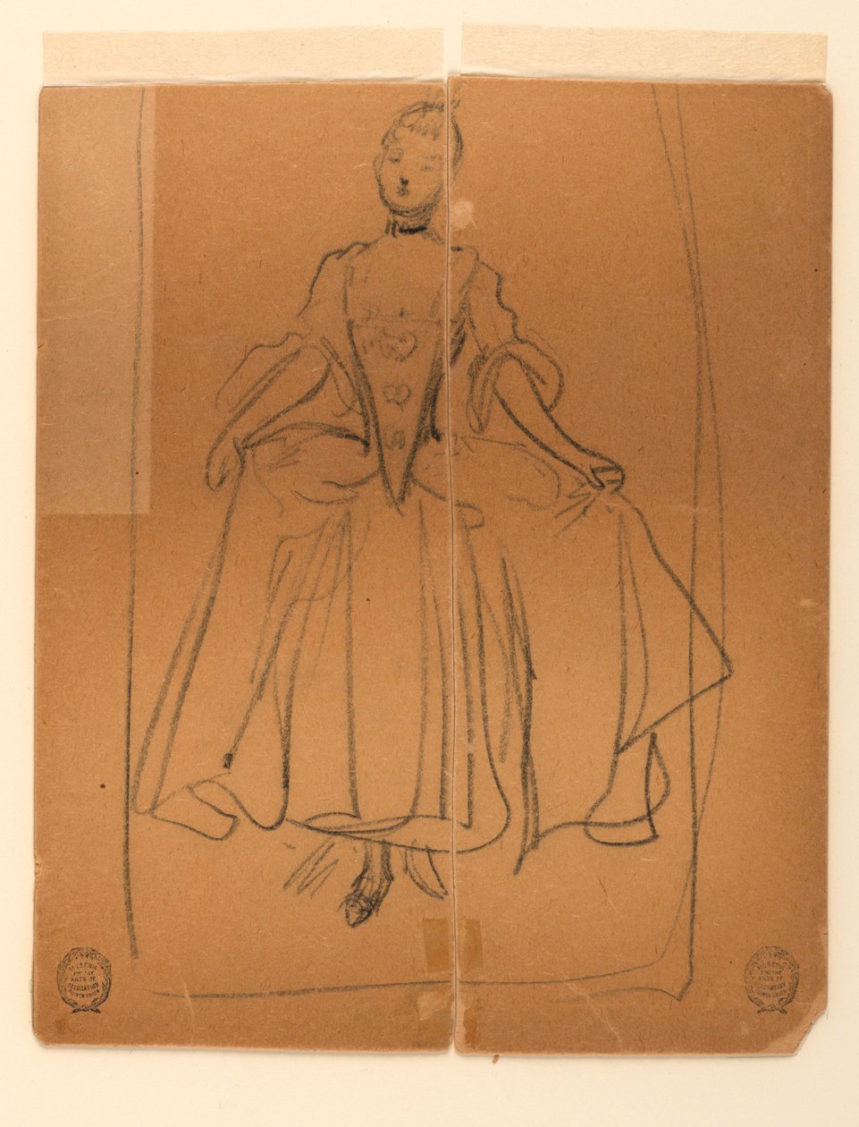 Esboço de mulher em traje de época de James Wells Champney
