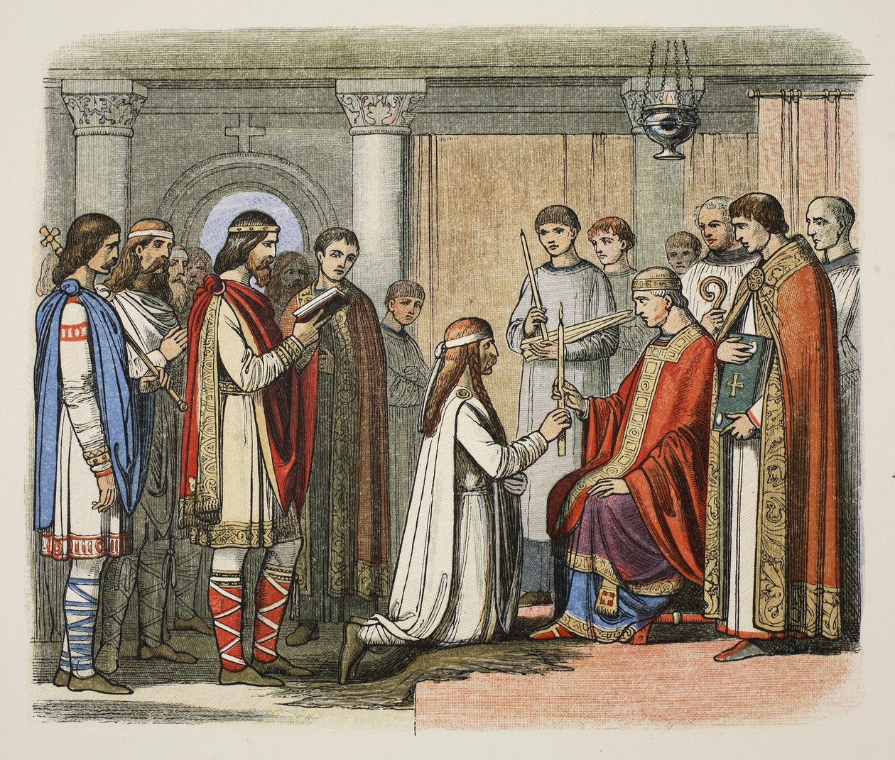Batismo do Rei Guthorm, 878 d.C., de A Chronicle of England BC 55 a 1485 d.C., pub. Londres de James William Edmund Doyle