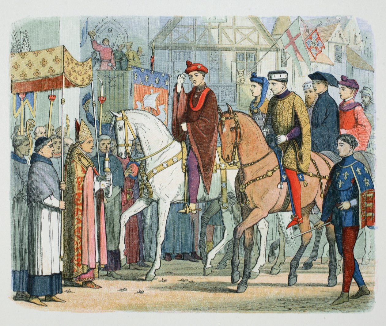 Carlos VI da França e Henrique V da Inglaterra recebidos pelo clero, Paris, 1420 1864 de James William Edmund Doyle