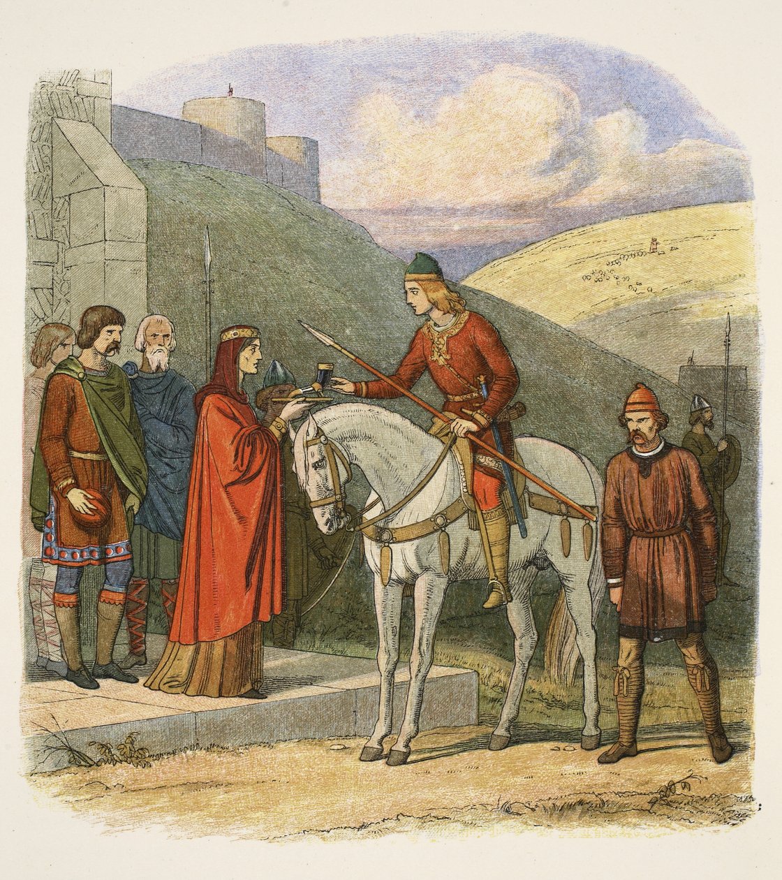 Eduardo assassinado em Corfe, 18 de março de 978, de A Chronicle of England BC 55 a AD 1485, pub. Londres, 1863 de James William Edmund Doyle