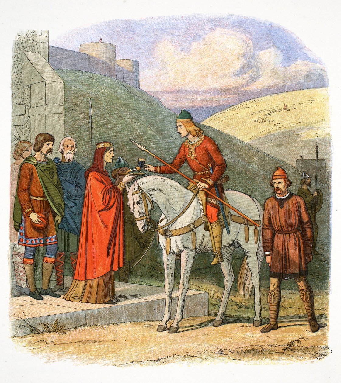 Eduardo, o Mártir, chegando a Corfe, Dorset, 978 1864 de James William Edmund Doyle