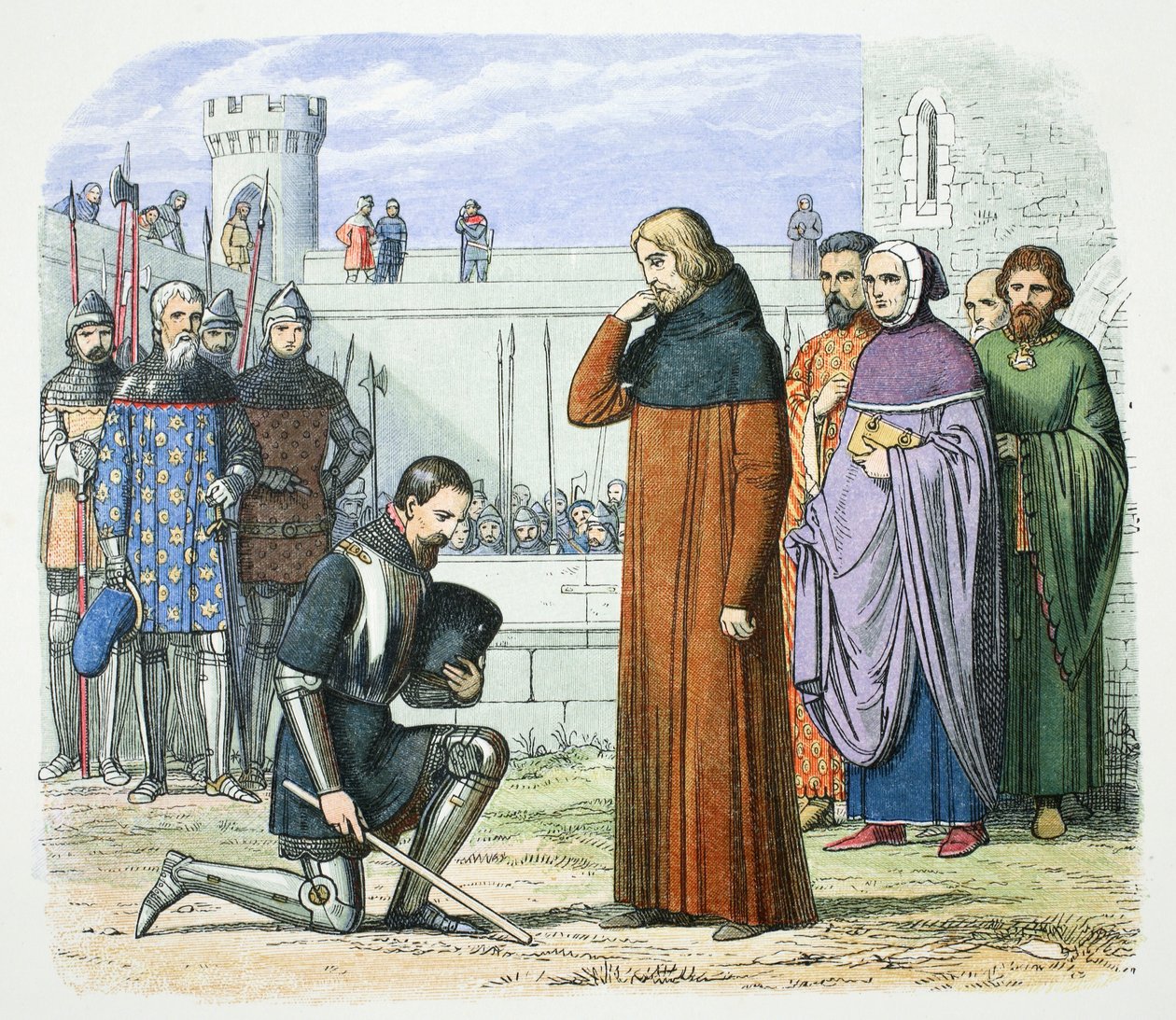 Henry Bolingbroke exigindo o trono de Ricardo II da Inglaterra, Flint, País de Gales, 1399 1864. de James William Edmund Doyle