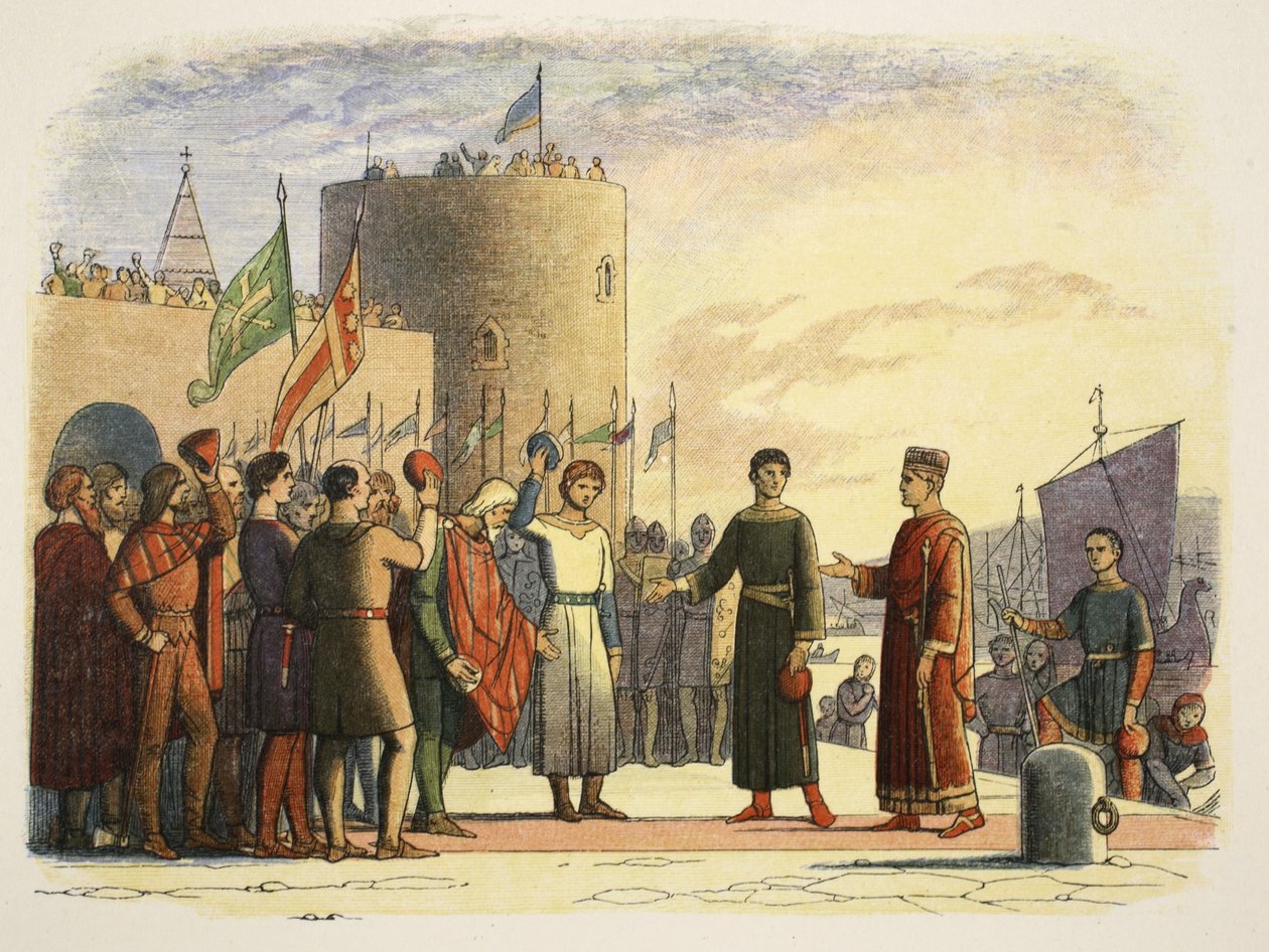 Henry em Waterford, Irlanda, 18 de outubro de 1172, de A Chronicle of England BC 55 a AD 1485, pub. Londres, 1863 de James William Edmund Doyle
