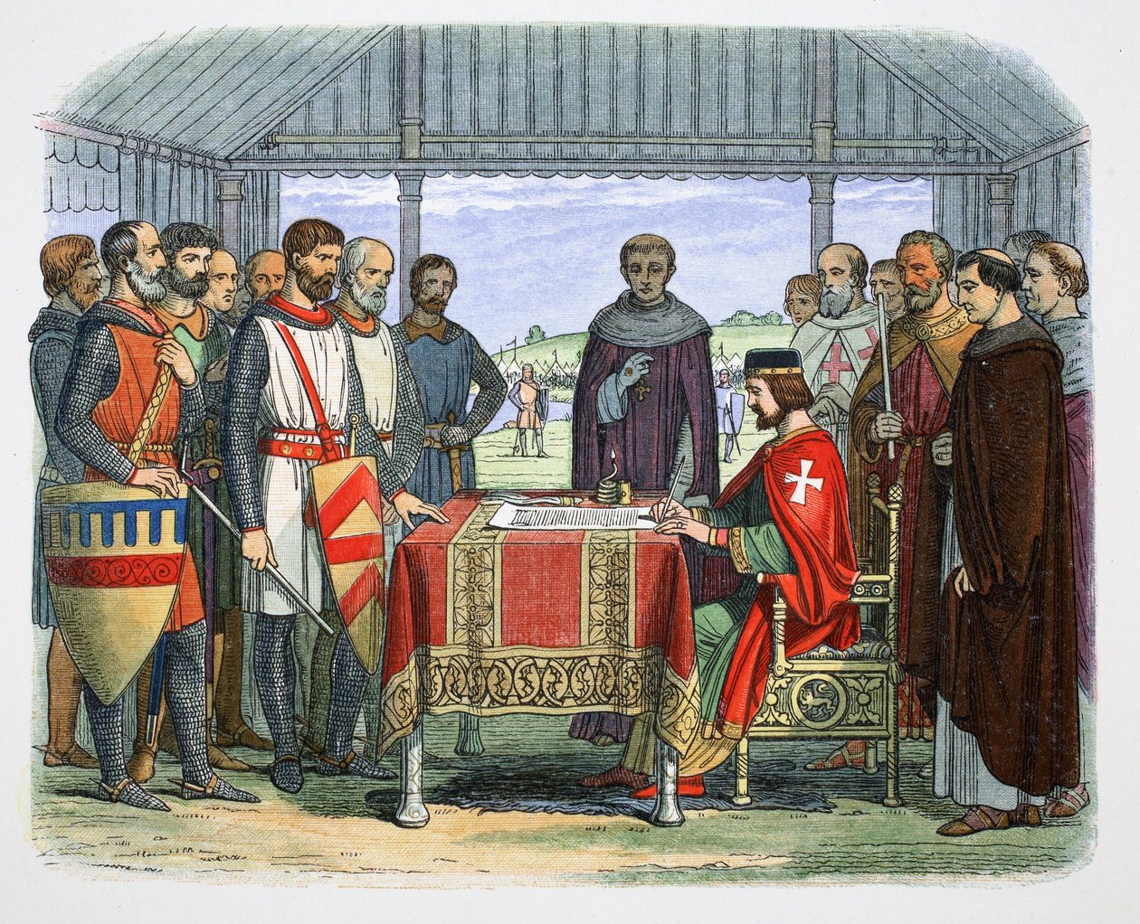 O Rei João assina a Grande Carta, Runnymede, Surrey, 1215 1864.   de James William Edmund Doyle