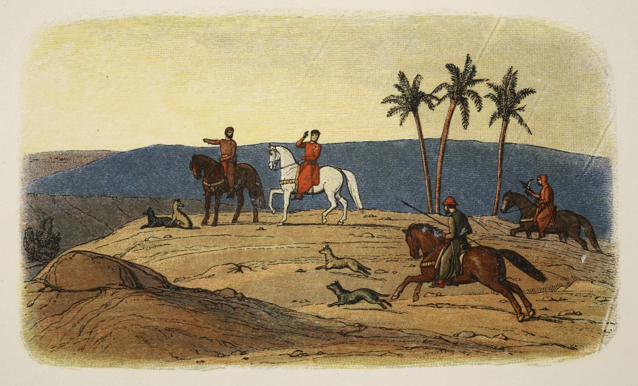 Rei Ricardo I recusa-se a olhar para a Cidade Santa, não tendo conseguido conquistá-la, de A Chronicle of England BC 55 a AD 1485, pub. Londres, 1863 de James William Edmund Doyle