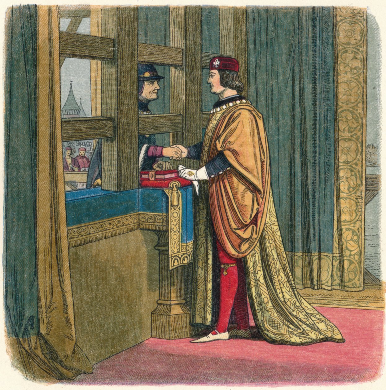 Encontro de Eduardo IV e Luís XI em Pecquigny, 1475 1864 de James William Edmund Doyle