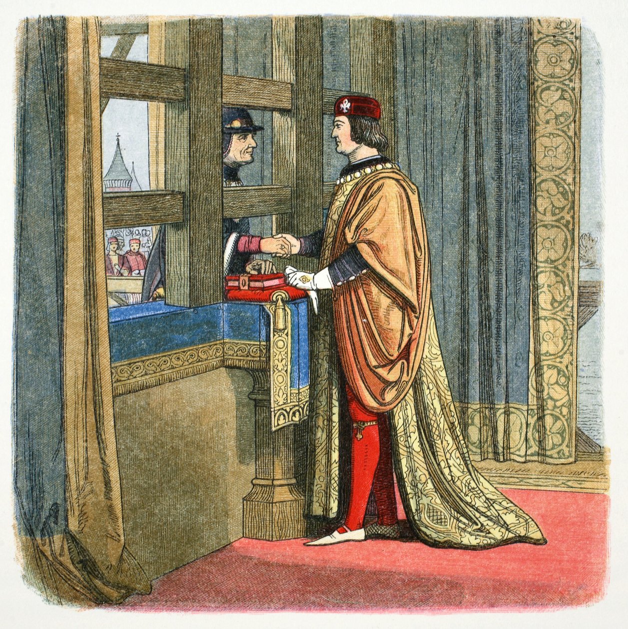Encontro de Eduardo IV da Inglaterra e Luís XI da França em Picquigny, França, 1475 1864 de James William Edmund Doyle
