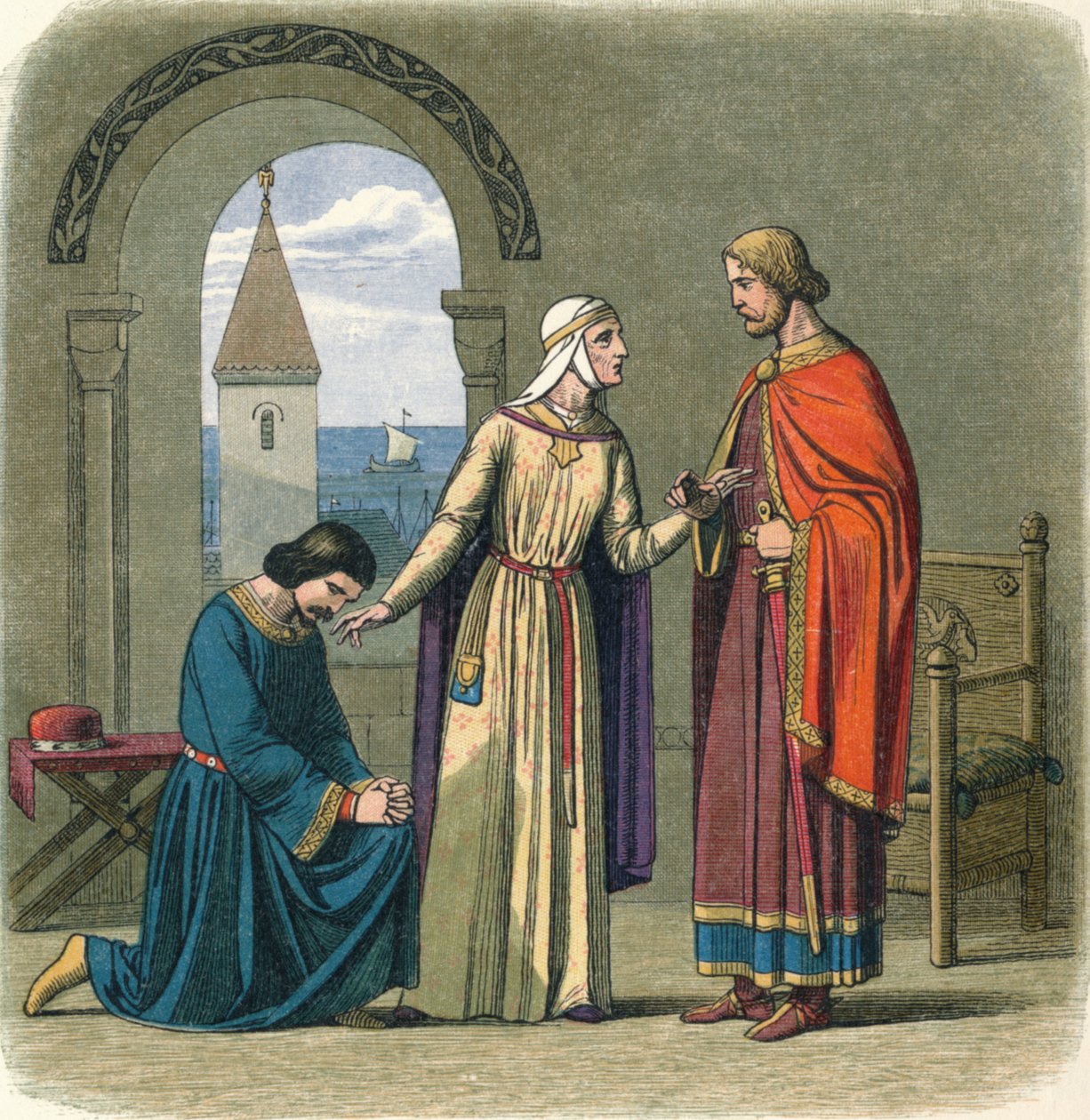Richard perdoa seu irmão João, século XII, 1864 de James William Edmund Doyle
