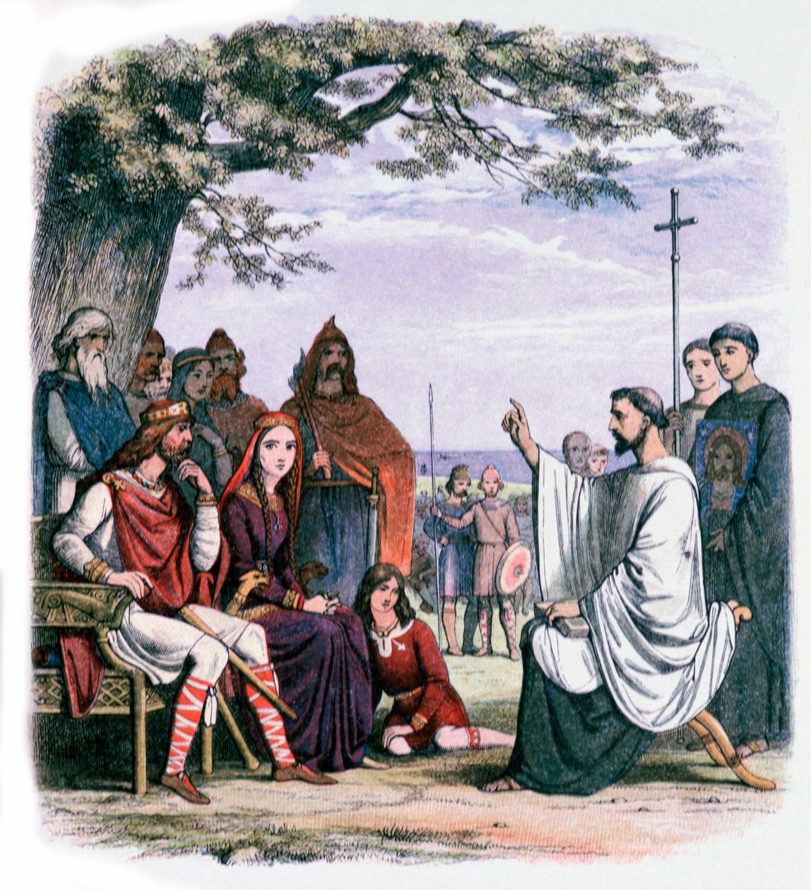 Pregação de Santo Agostinho ao Rei Ethelbert e à Rainha Bertha, século XIX de James William Edmund Doyle