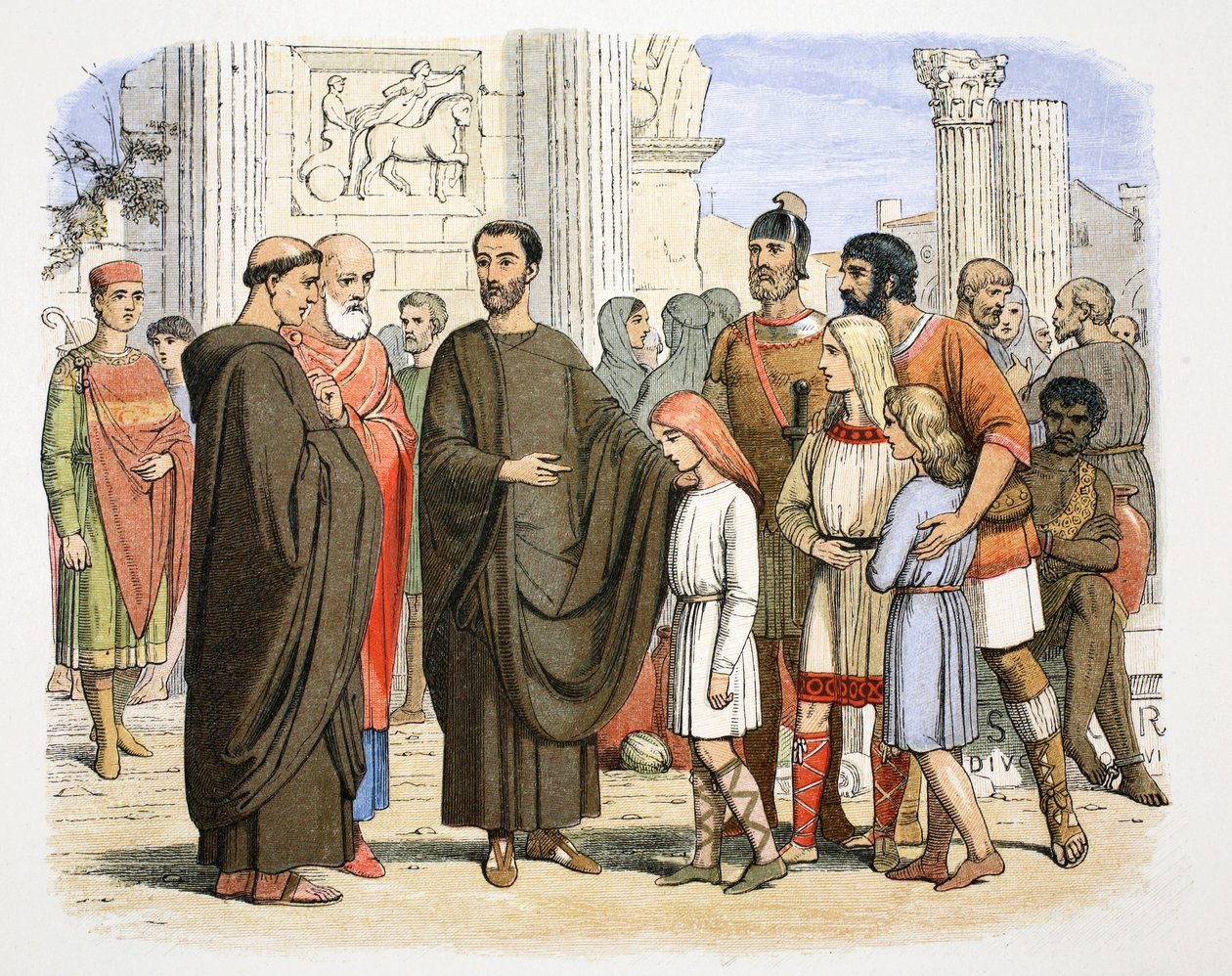 São Gregório o Grande e os escravos ingleses em Roma, 590 1864.   de James William Edmund Doyle