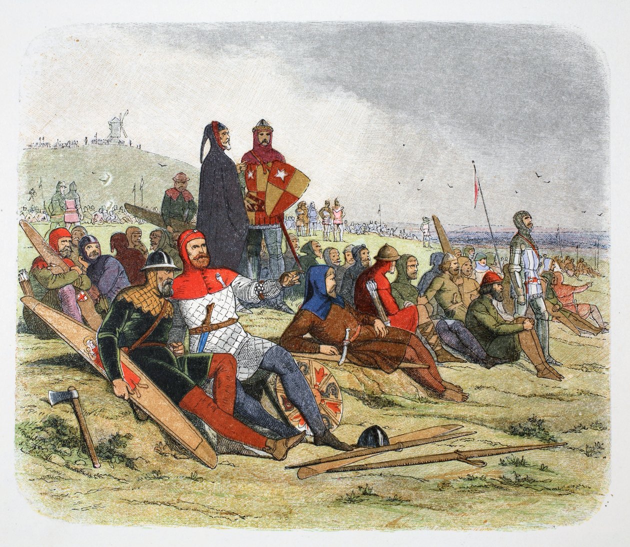 Os ingleses esperam pelos franceses na Batalha de Crecy, França 1346 1864 de James William Edmund Doyle