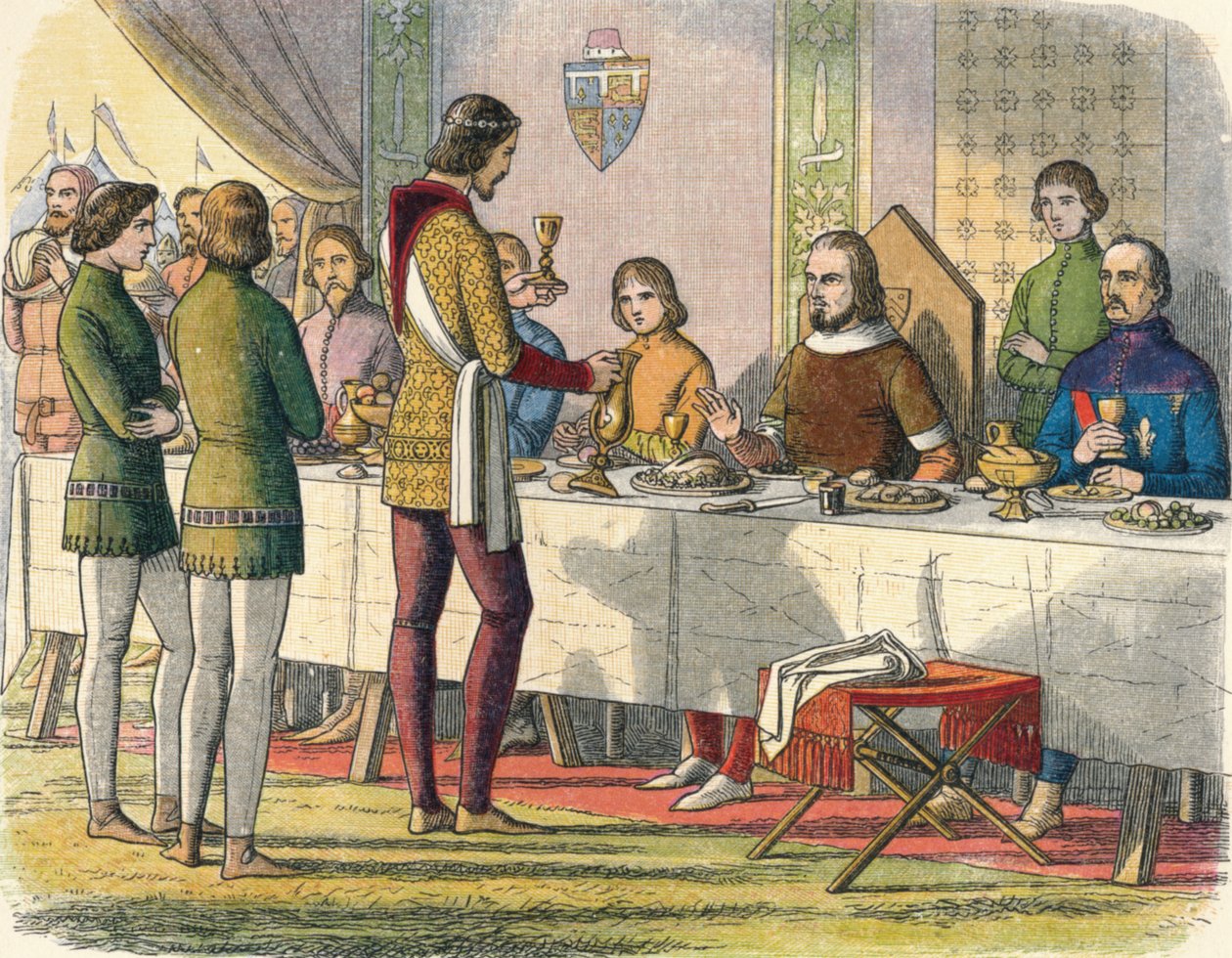 O príncipe serve o rei João à mesa, 1356 1864 de James William Edmund Doyle