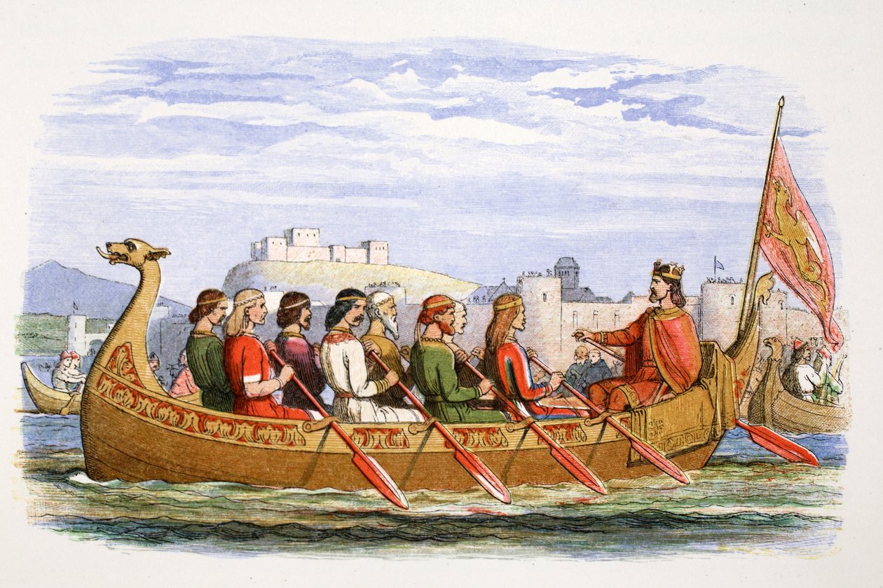 A barcaça de Edgar tripulada por oito reis na Dee, 973 1864 de James William Edmund Doyle