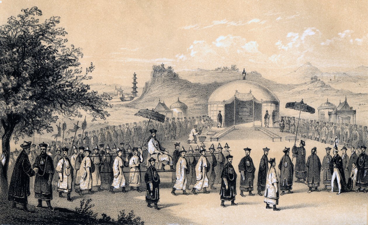 Aproximação do Imperador da China, para receber o embaixador britânico, 1847 de James William Giles