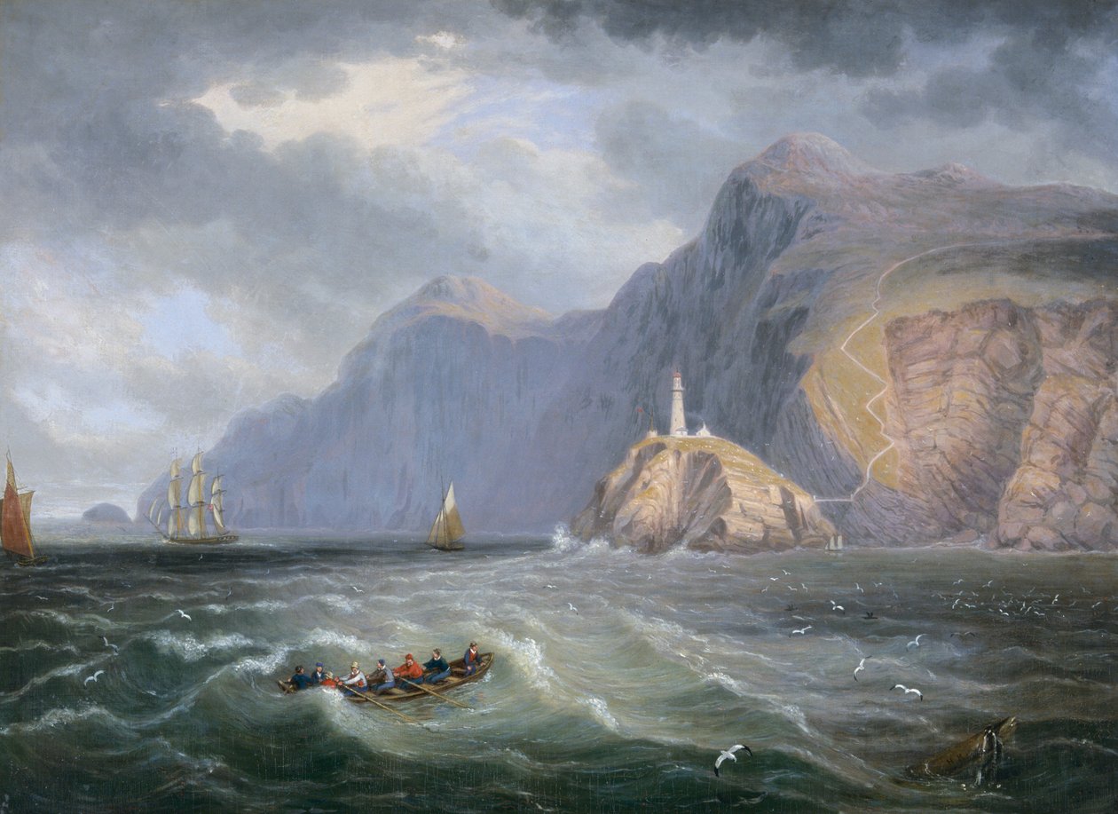 "South Stack Rock Holyhead", 1820-1830 de James Wilson Carmichael