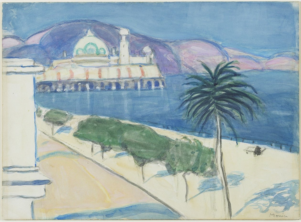 Casino by the Sea, c.1921 (grafite e aquarela em papel tecido montado a bordo) de James Wilson Morrice