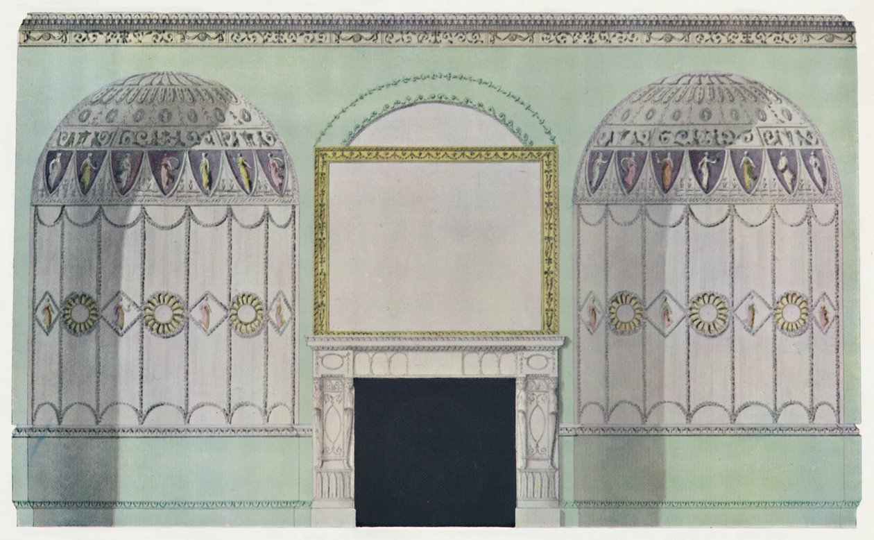 Chaminé em tábuas cobertas por alcovas, composição interior, século XVIII de James Wyatt
