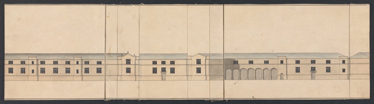 Cobham Hall, Kent: alçado das cavalariças de James Wyatt
