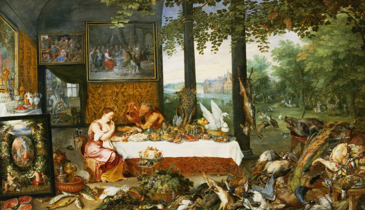 O Sentido do Gosto, 1618 de Jan and Rubens, P.P. Brueghel