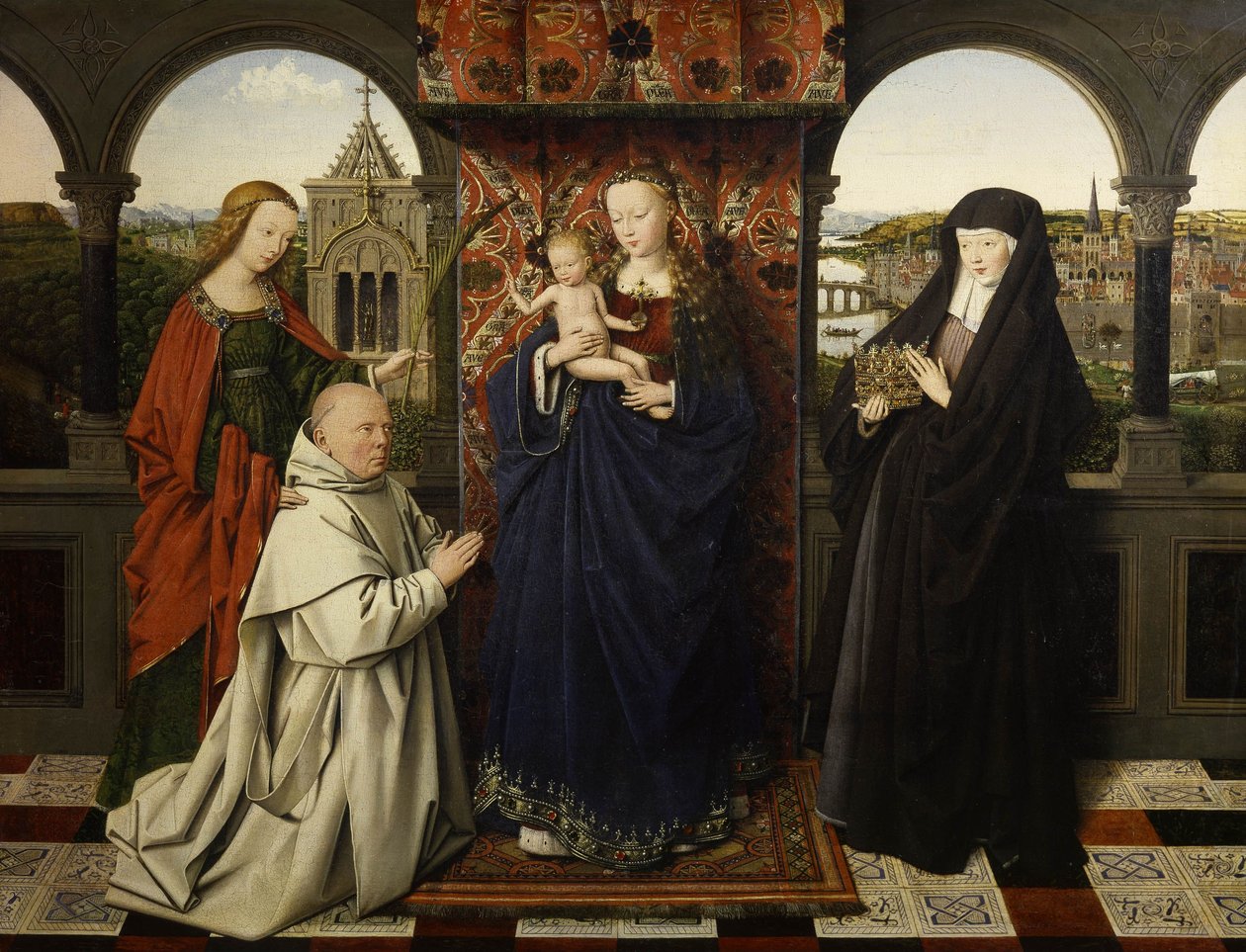 Virgem e menino, com santos e doadores de Jan van Eyck
