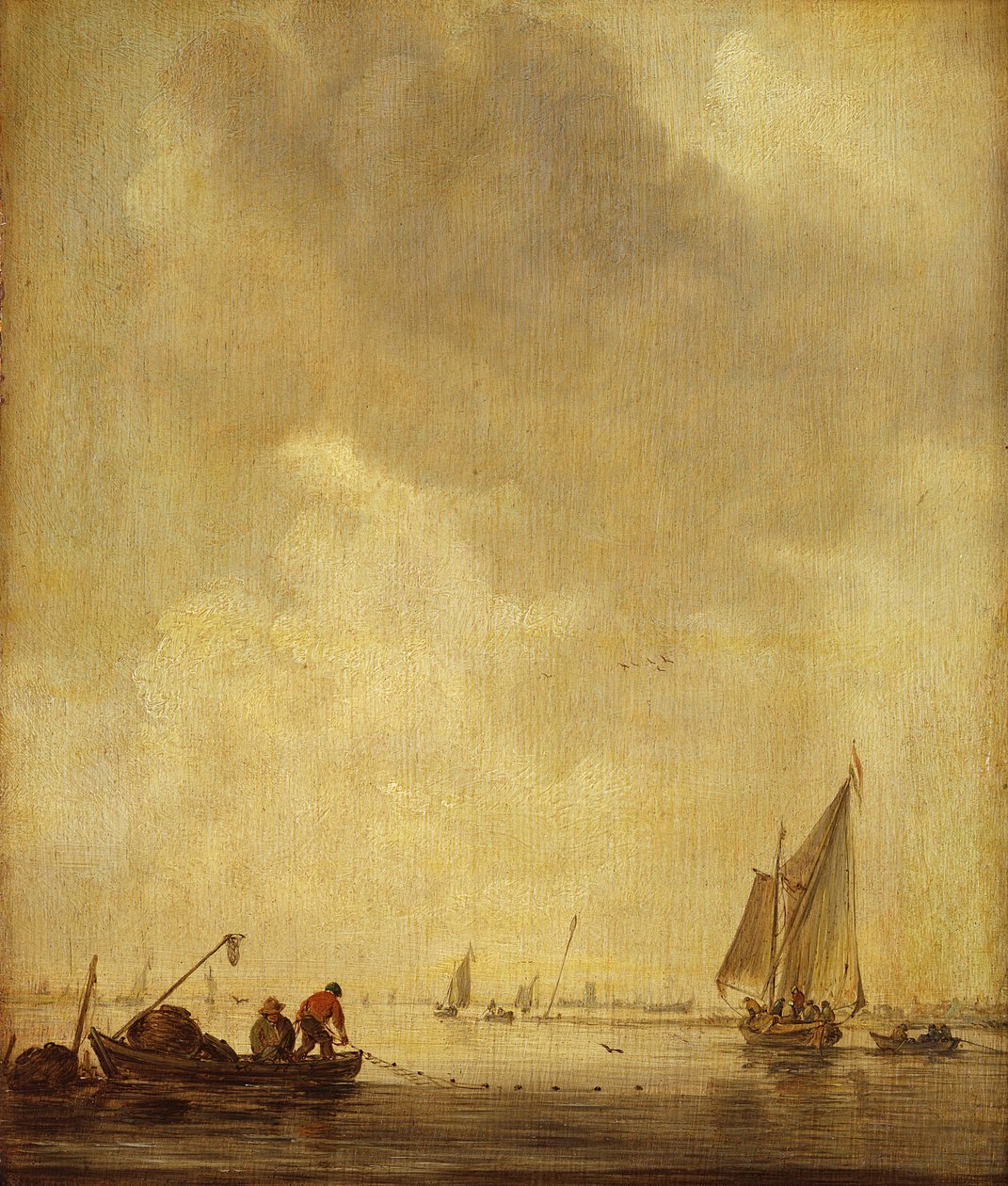 Uma cena do rio, com pescadores colocando uma rede, 1638 (óleo sobre carvalho) de Jan Josephsz van Goyen