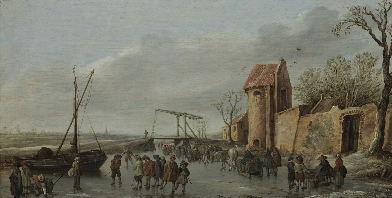 Uma cena no gelo de Jan Josephsz van Goyen
