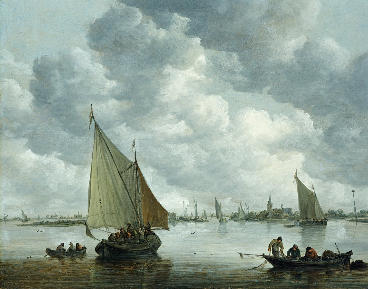 Fishingboat em um estuário, 1655 de Jan Josephsz van Goyen