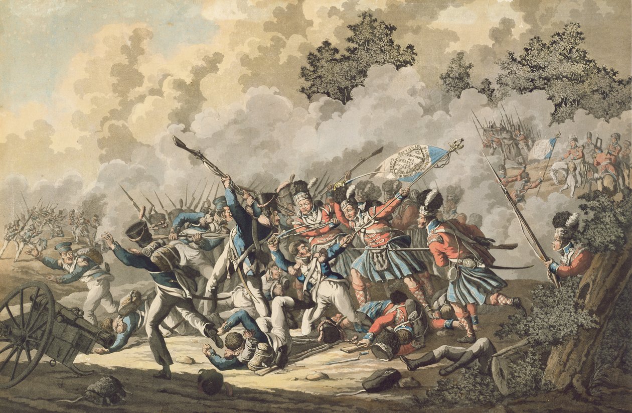As tropas escocesas e a velha guarda imperial, Waterloo, 18 de junho de 1815 de Jan Anthonie Langendyk