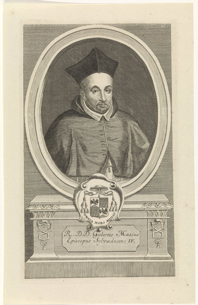Um retrato gravado de Ghisbertus Masius, 4º bispo de &39;s-Hertogenbosch, por Jan Baptist Jongelinck de Jan Baptist Jongelinck