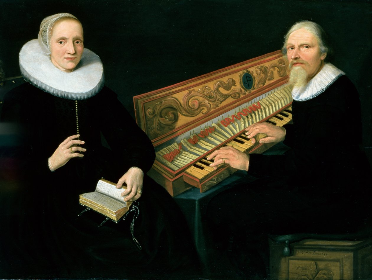 Casal no Clavicórdio, 1648 (painel) de Jan Barendsz. Muyckens