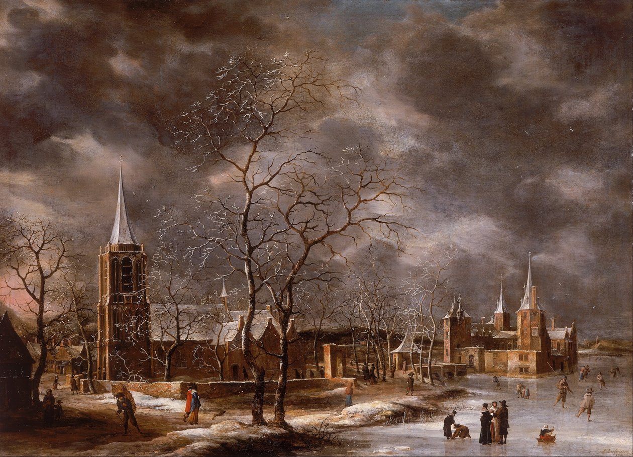 Castelo de Warmond em uma paisagem de inverno de Jan Abrahamsz. Beerstraten