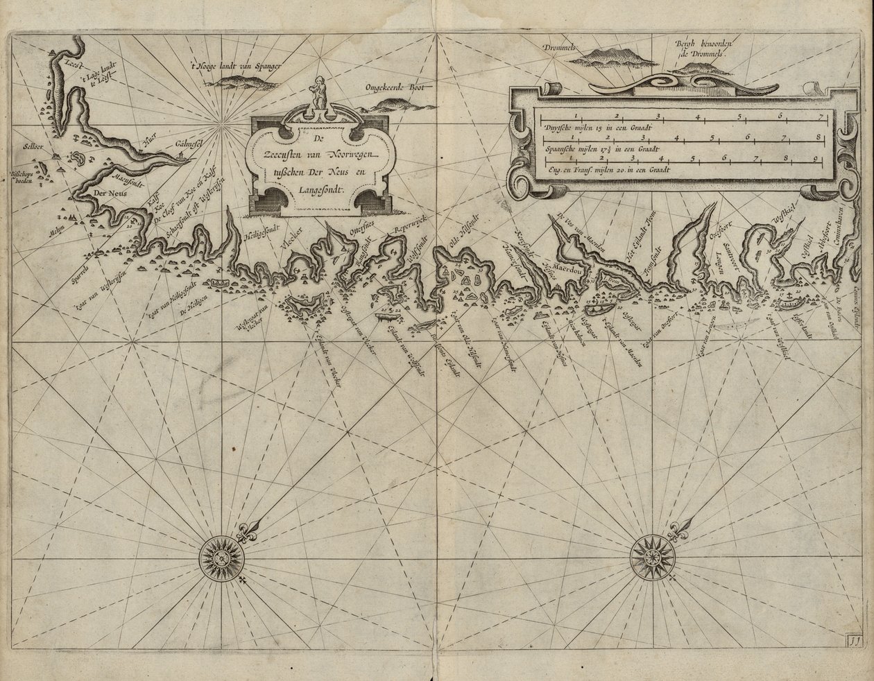 Os litoral da Noruega entre o Neus e Langesondt de Jan Blaeu